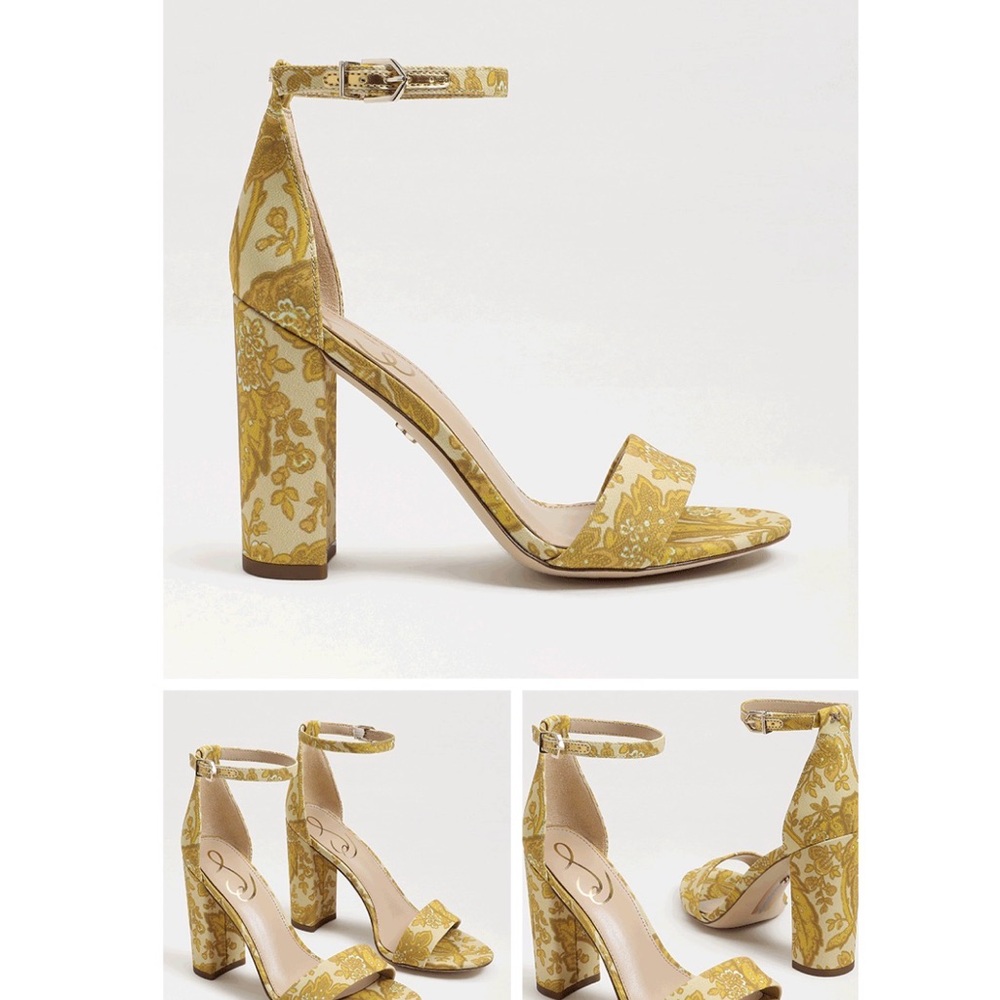 Sam Edelman yellow floral heels